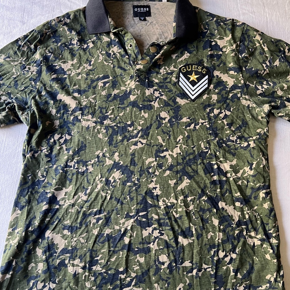 GUESS Camouflage Polo with Black Collar